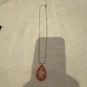 Silver and stone turtle necklace